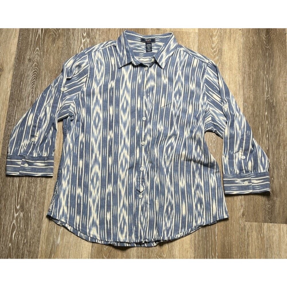 Chaps Denim Xl Blue Western Button Up Show Shirt Top